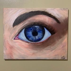 16” x 20” realistic blue eye painting